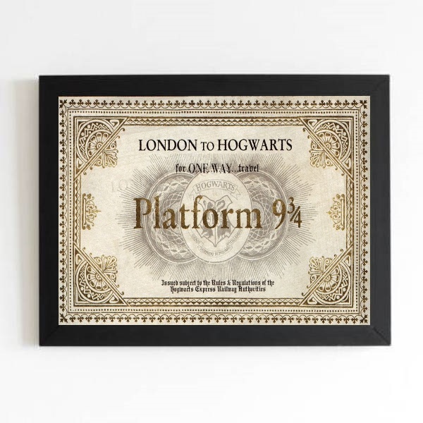 Quadro Bilhete Trem Hogwarts - Plataforma