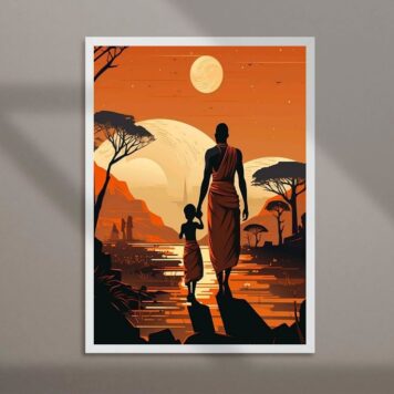 Quadro Decorativo Africano Por Do Sol B