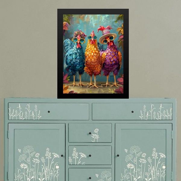 Quadro Decorativo Amigas Galinhas