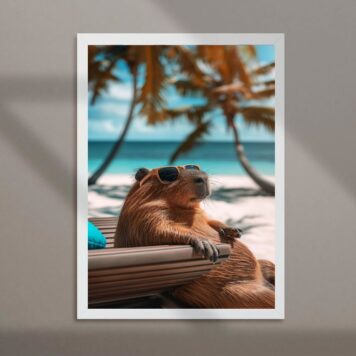 Quadro Decorativo Capivara De Férias B