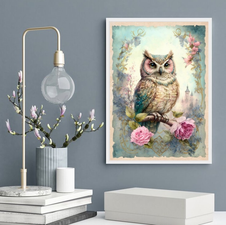 Quadro Decorativo Coruja Vintage B