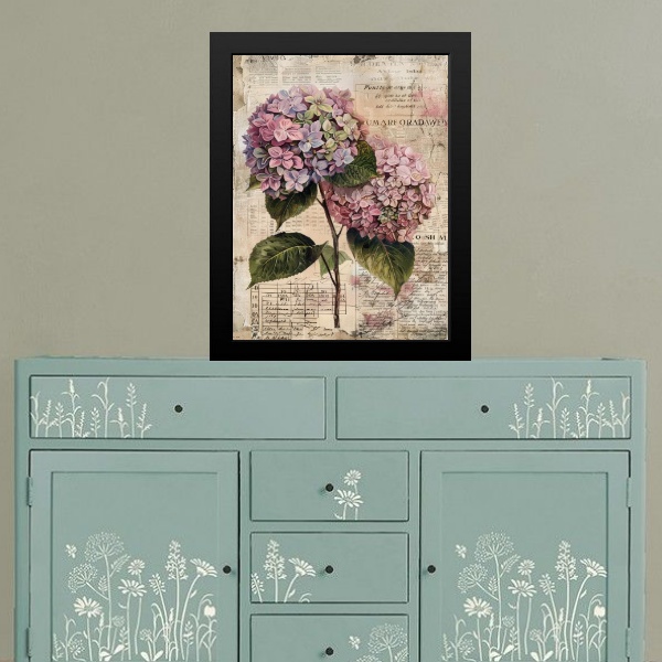 Quadro Decorativo Vintage Flor Hortência