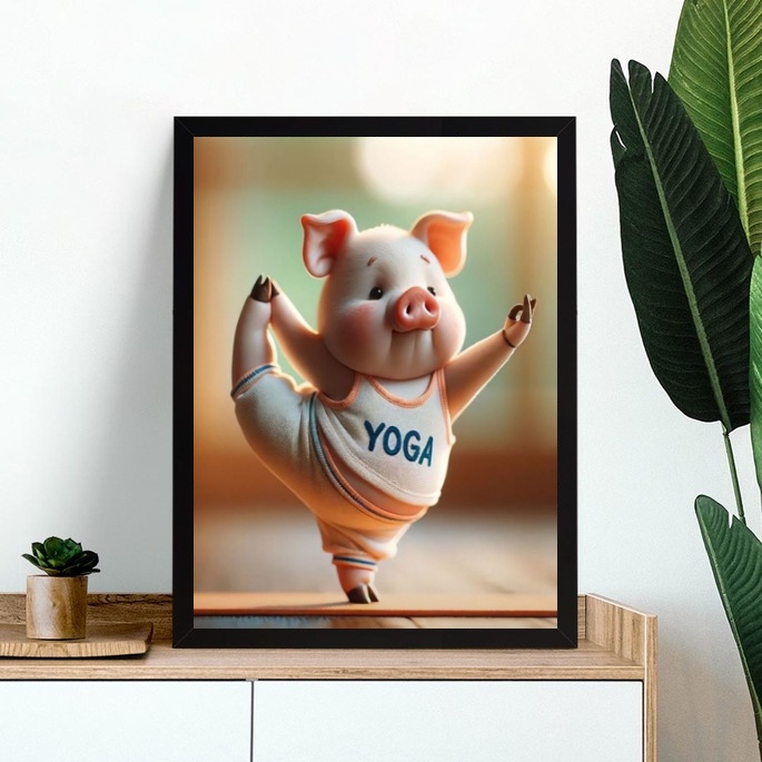 Quadro Decorativo Yoga - Porquinho