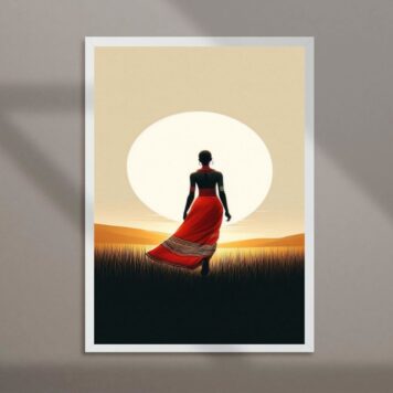 Quadro Mulher Africana Ao Por Do Sol B
