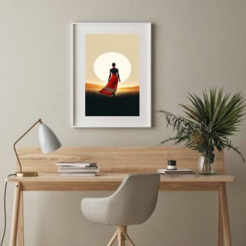 Quadro Paisagem Africana Por Do Sol - 60x48 Cm B
