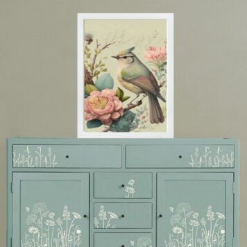 Quadro Provençal Pássaro Com Flores B
