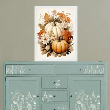 Quadro Retrô Cozinha - Abóbora Flores B