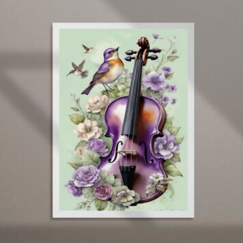 Quadro Vintage Violino e Passarinho B