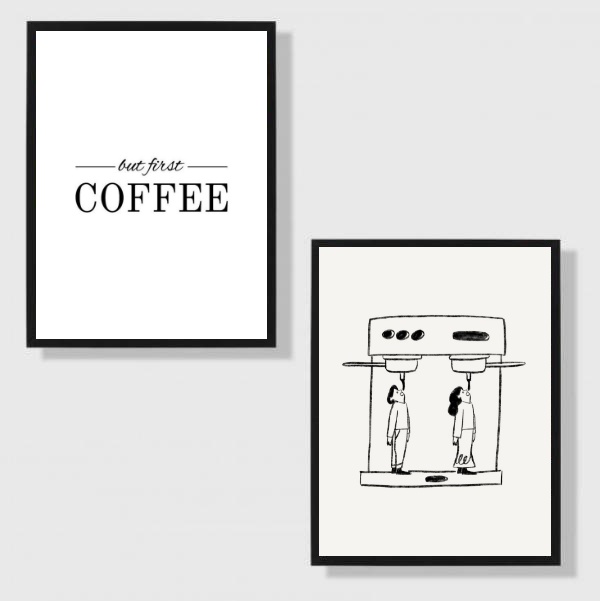 Kit 2 Quadros But First Coffee - Minimalista
