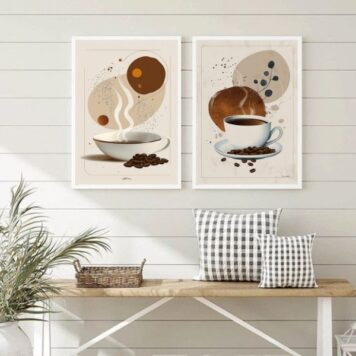 Kit 2 Quadros Decorativos Artes Cafés B
