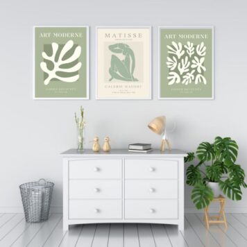 Kit 3 Quadros Arte Moderna Matisse Verde B
