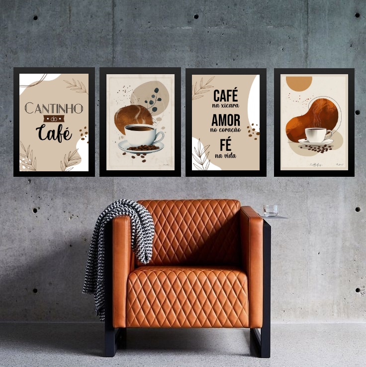 Kit 4 Quadros Cantinho Do Café