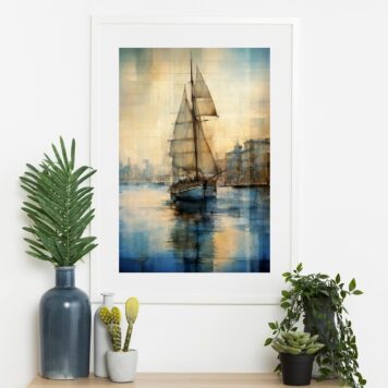 Quadro Artístico Nautico Barco - 60x48 Cm B