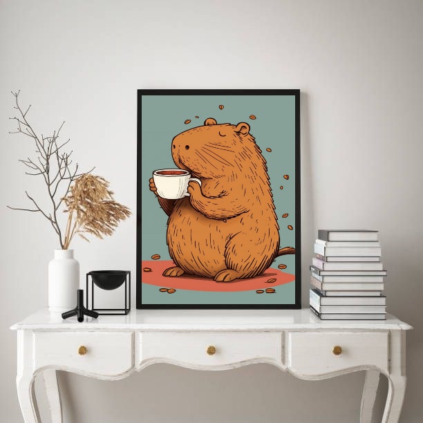 Quadro Capivara - Hora Do Café
