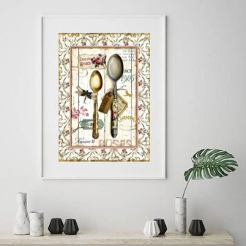 Quadro Cozinha Talheres Vintage - 60x48 Cm B