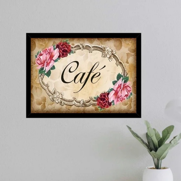 Quadro Placa Escrito Café - Vintage