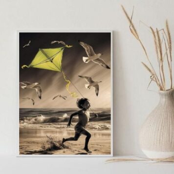 Quadro Praia - Menino Com Pipa B