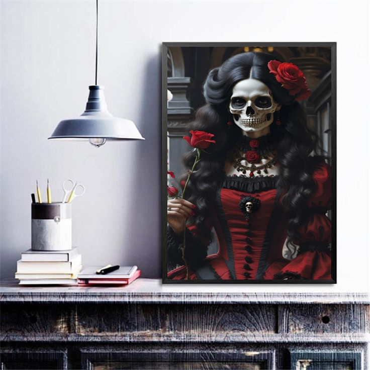 Quadro Umbanda Rosa Caveira - Pombagira