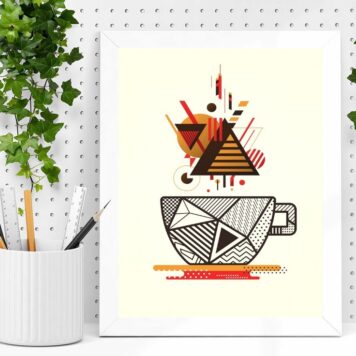 Quadro Xícara De Café Abstrata Bauhaus B