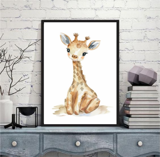 Quadro Arte Infantil Girafinha