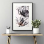 Quadro Decorativo Flores Cinza - 60x48 Cm