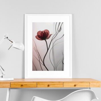Quadro Moderno Flor Vinho - 60x48 Cm B