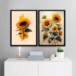 Kit 2 Quadros Decorativos Girassois