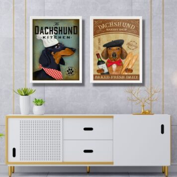 Kit 2 Quadros Para Cozinha Dachshund