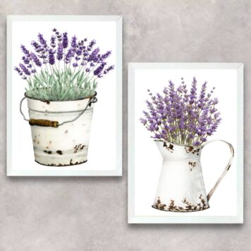 Kit 2 Quadros Vasos Com Lavanda b
