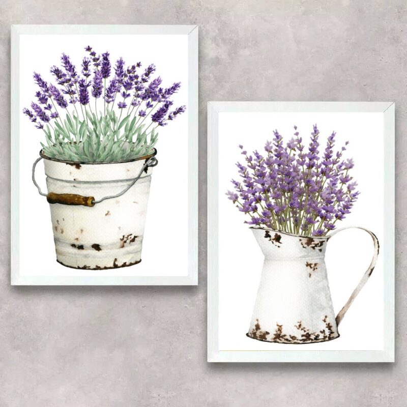 Kit 2 Quadros Vasos Com Lavanda b