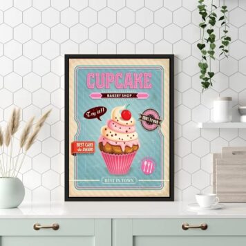 Quadro Cupcake - Rosa e Azul b