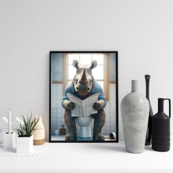 Quadro Divertido Banheiro - Rinoceronte b