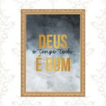 Quadro Moldura Dourada Deus é Bom