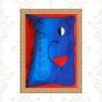 Quadro Moldura Dourada Miró - Coração