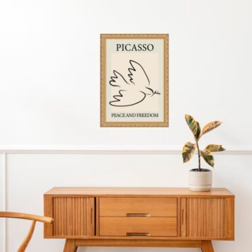 Quadro Moldura Dourada Picasso - Pomba b