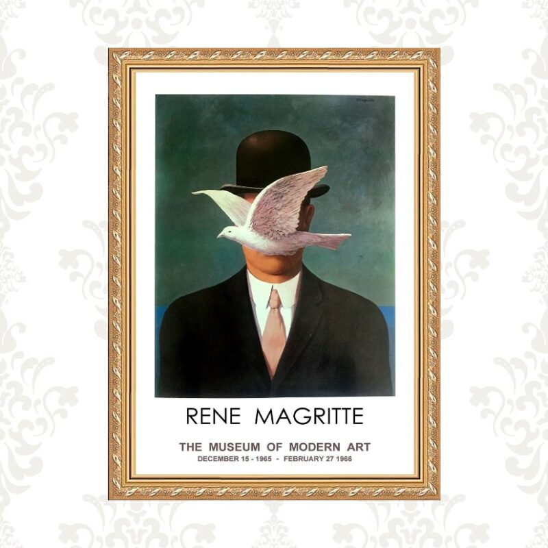 Quadro Moldura Dourada Rene Magritte