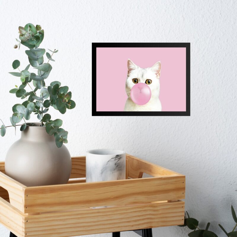 Quadro Gatinho Bubble Gum Rosa