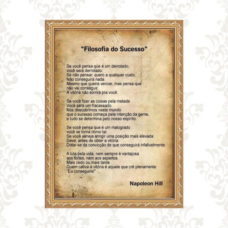Quadro Moldura Dourada Filosofia