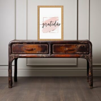Quadro Moldura Dourada Gratidão Rosê b