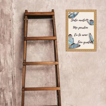 Quadro Moldura Dourada Hoponopono Borboletas b