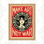 Quadro Moldura Dourada Make Art Not War