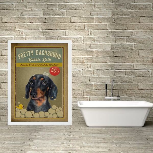Quadro Para Banheiro Dachshund Vintage