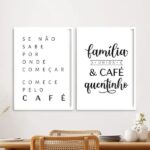 Kit 2 Quadros Família Unida e Café