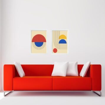 Kit 2 Quadros Bauhaus Cores Primárias b