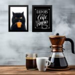 Kit 2 Quadros Café - Gato Mal Humorado
