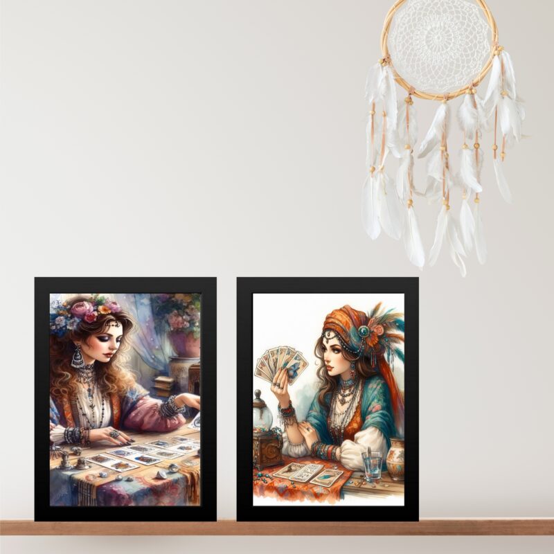 Kit 2 Quadros Decorativos Cigana Cartomante