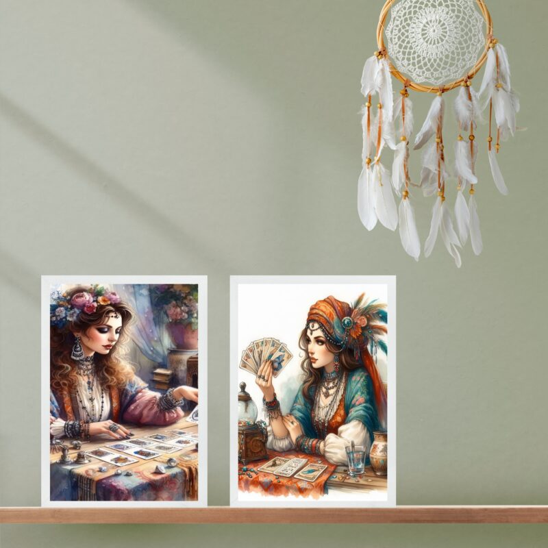 Kit 2 Quadros Decorativos Cigana Cartomante