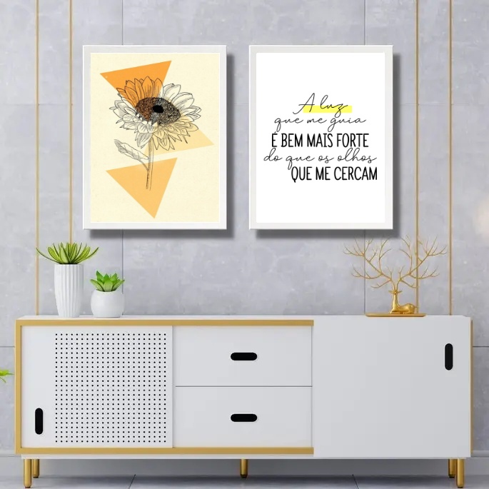 Kit 2 Quadros Decorativos Girassol - Luz