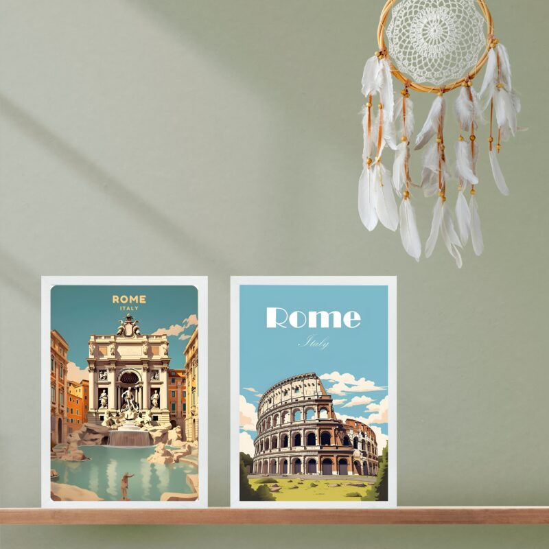 Kit 2 Quadros Decorativos Itália - Roma