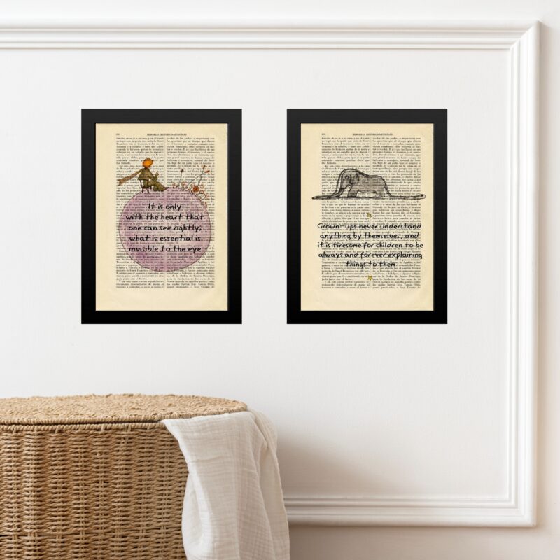 Kit 2 Quadros Decorativos Pequeno Príncipe Vintage